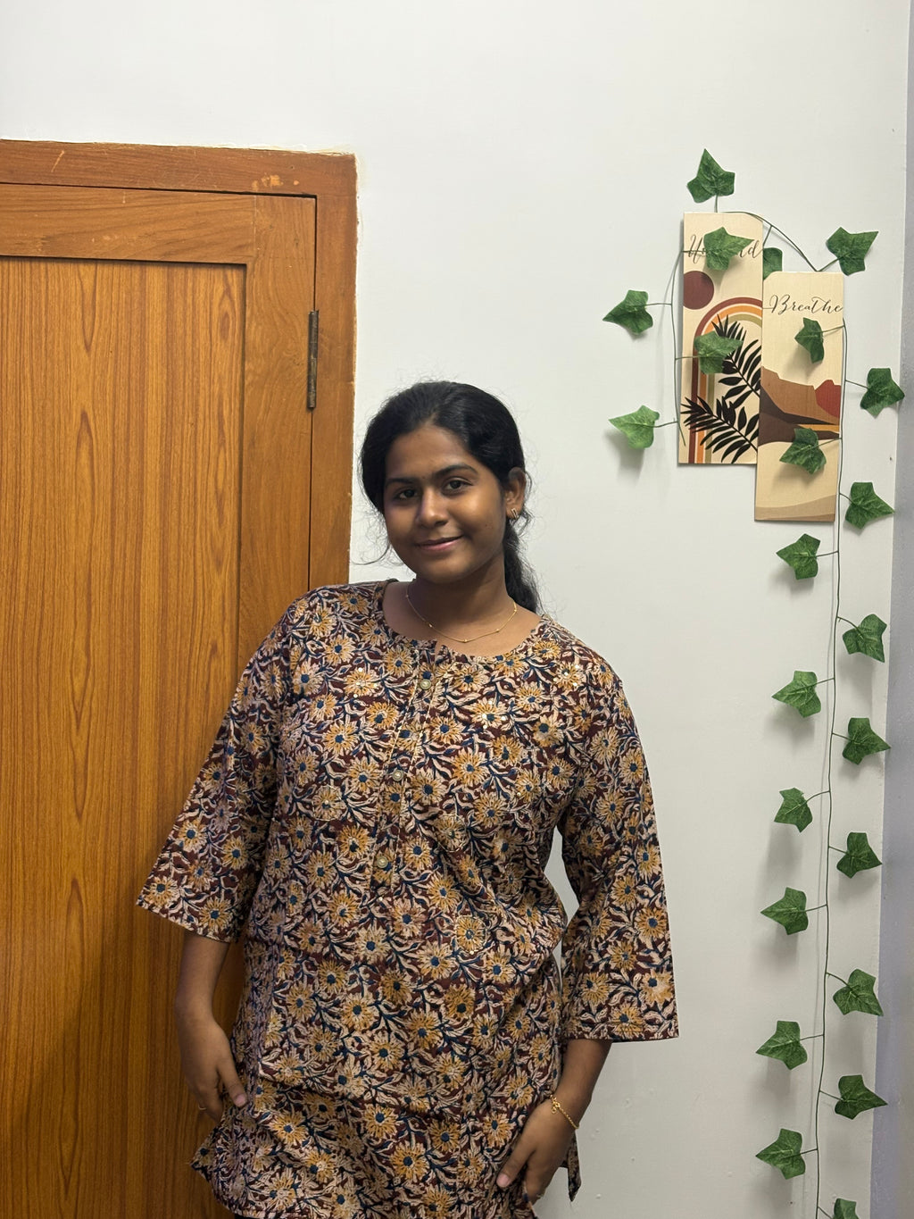Brown blue Plus size short kurti