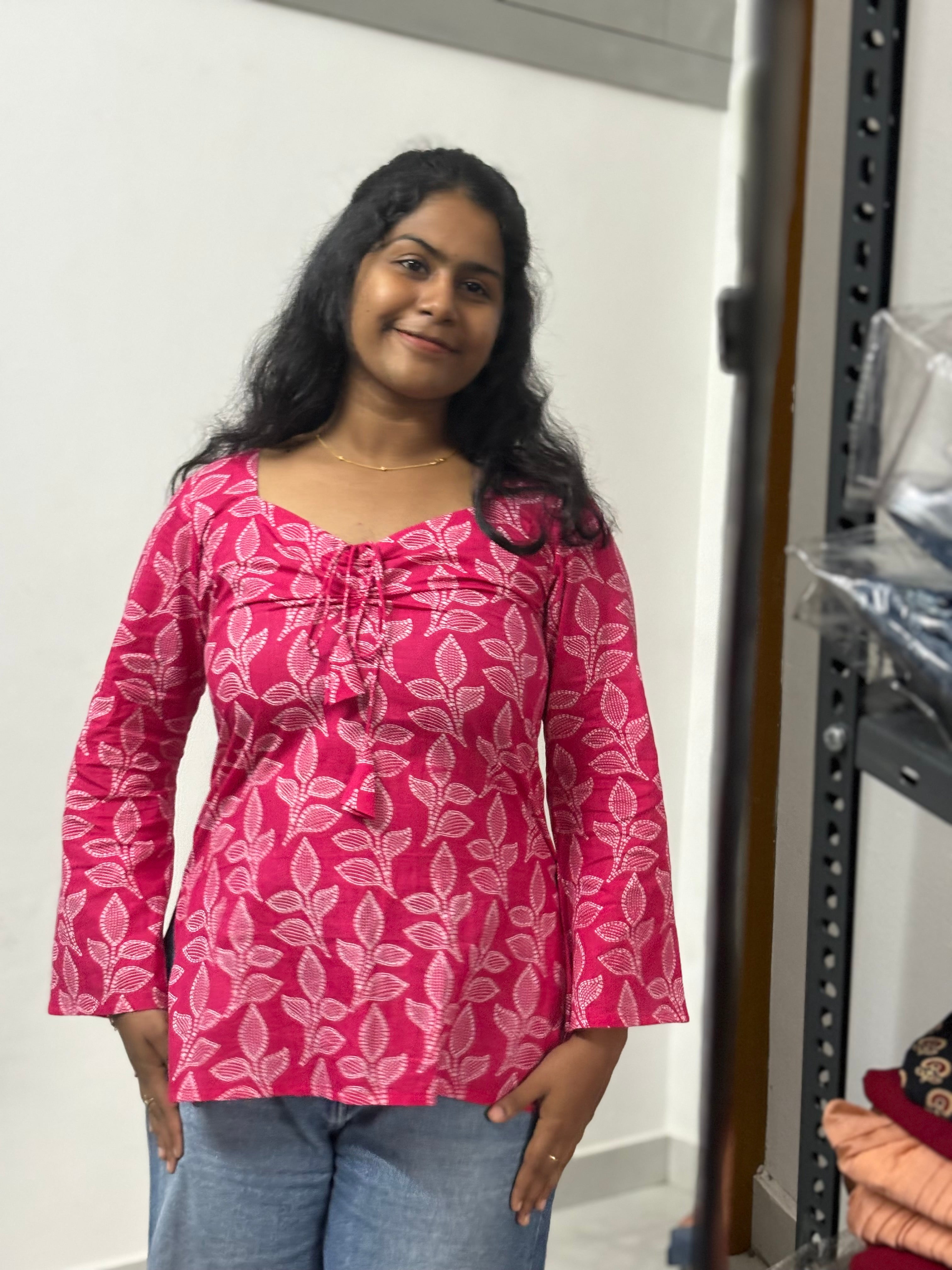 Pink front adjustable Corset back Kurti