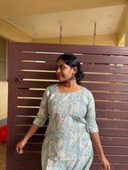 Ocean blue knee length kurti