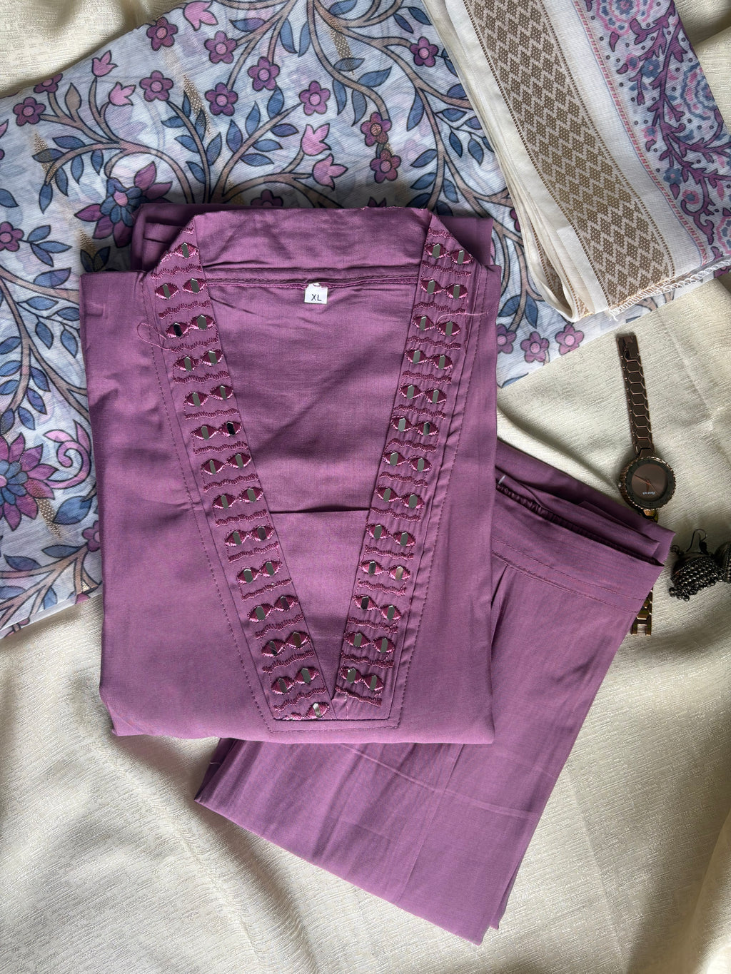 Muted lavender kurta set