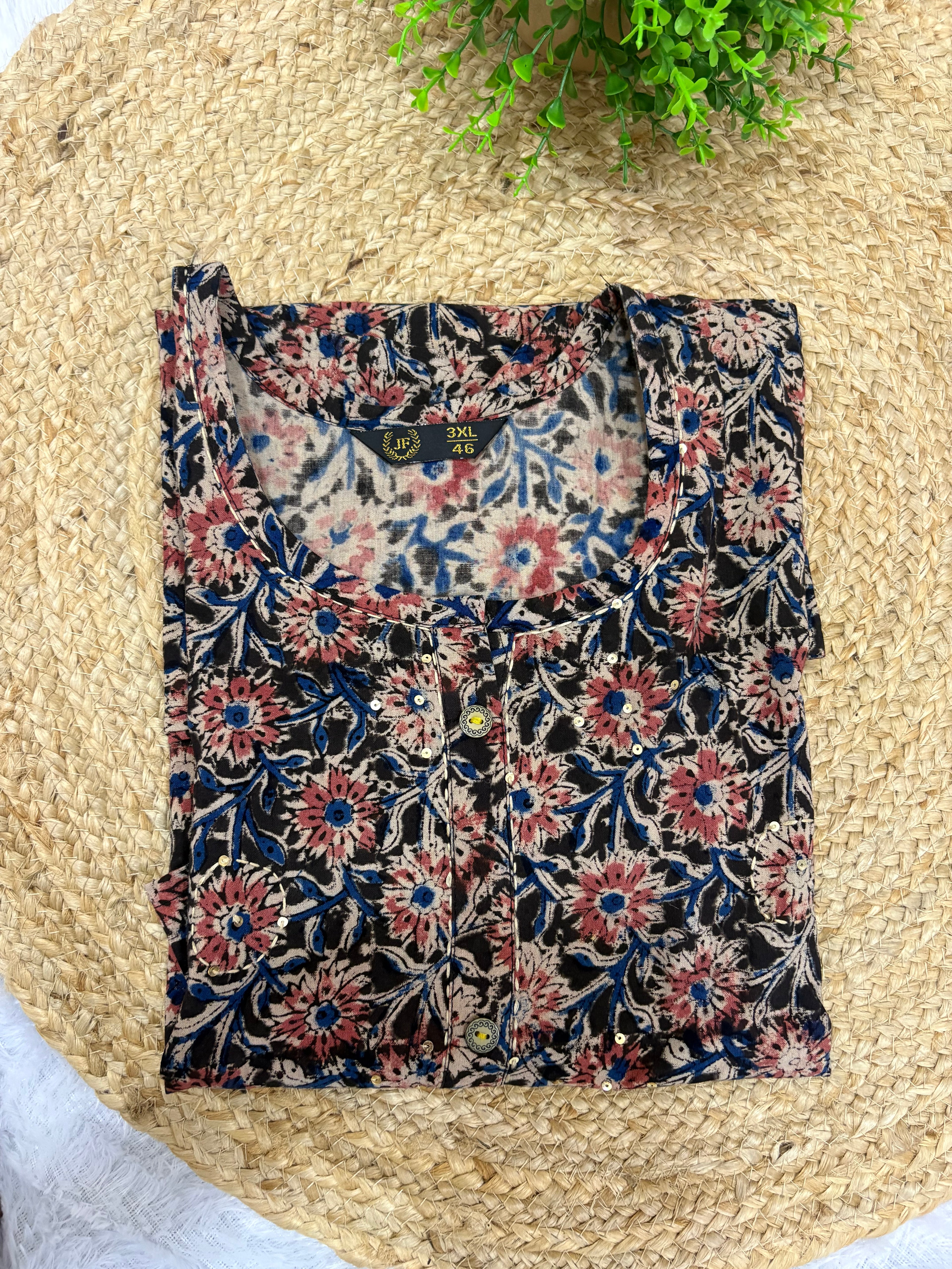 Black blue Plus size short kurti