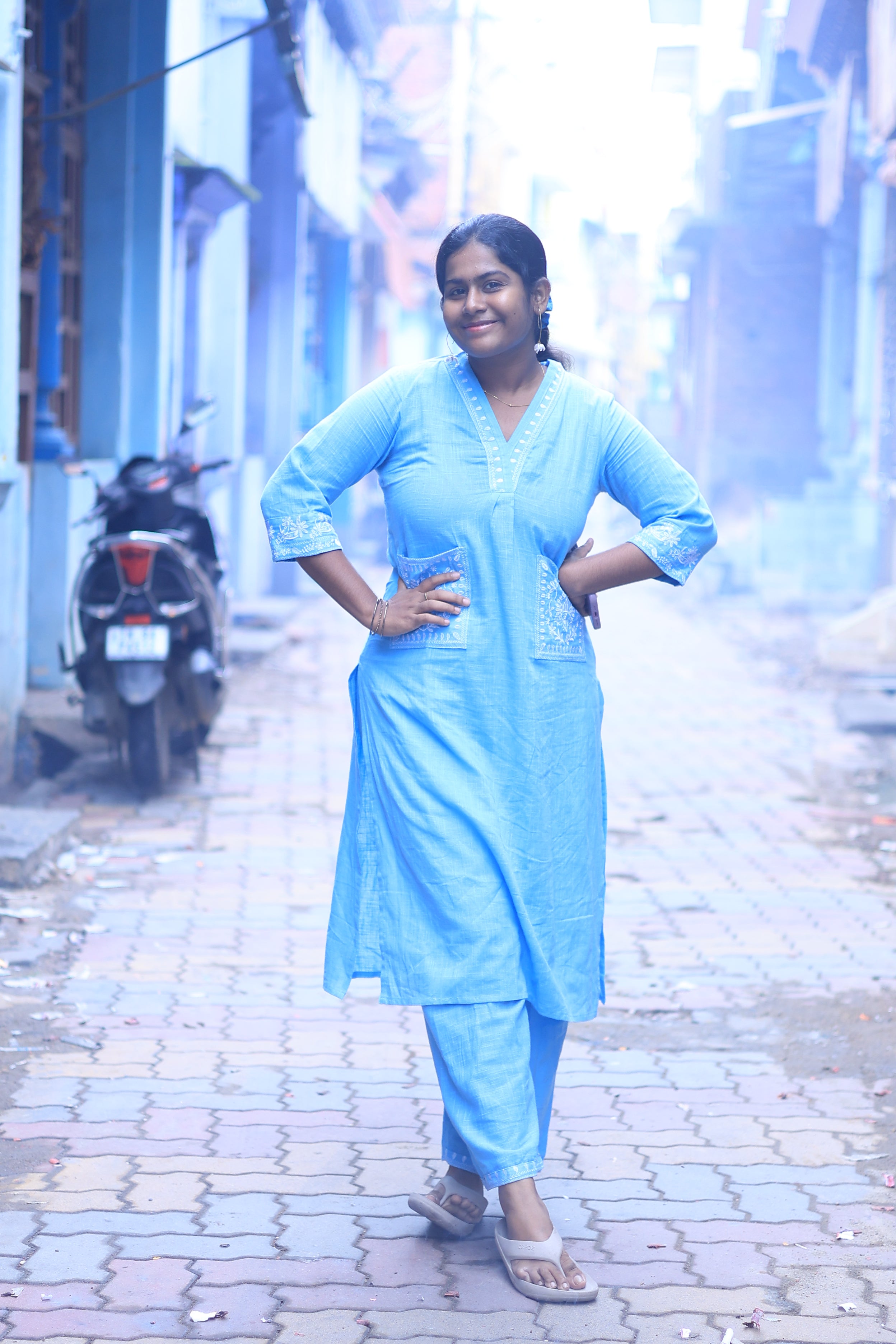 Blue Embroidery Co-Ord