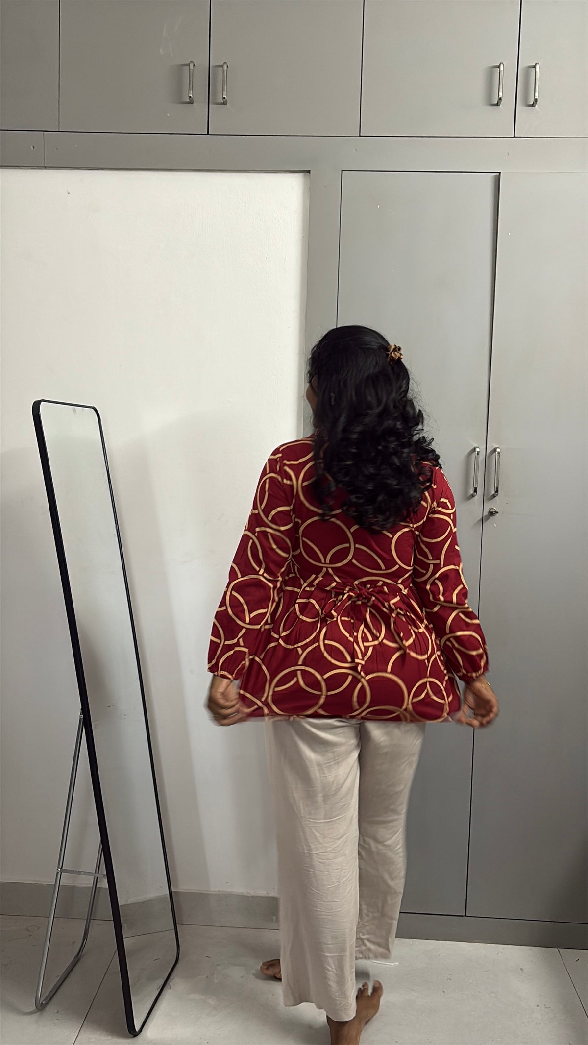 Red Collar Peplum Top