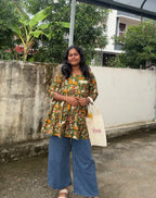Green Kalamkari Peplum Top