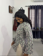 White pink Side Adjustable Kurti