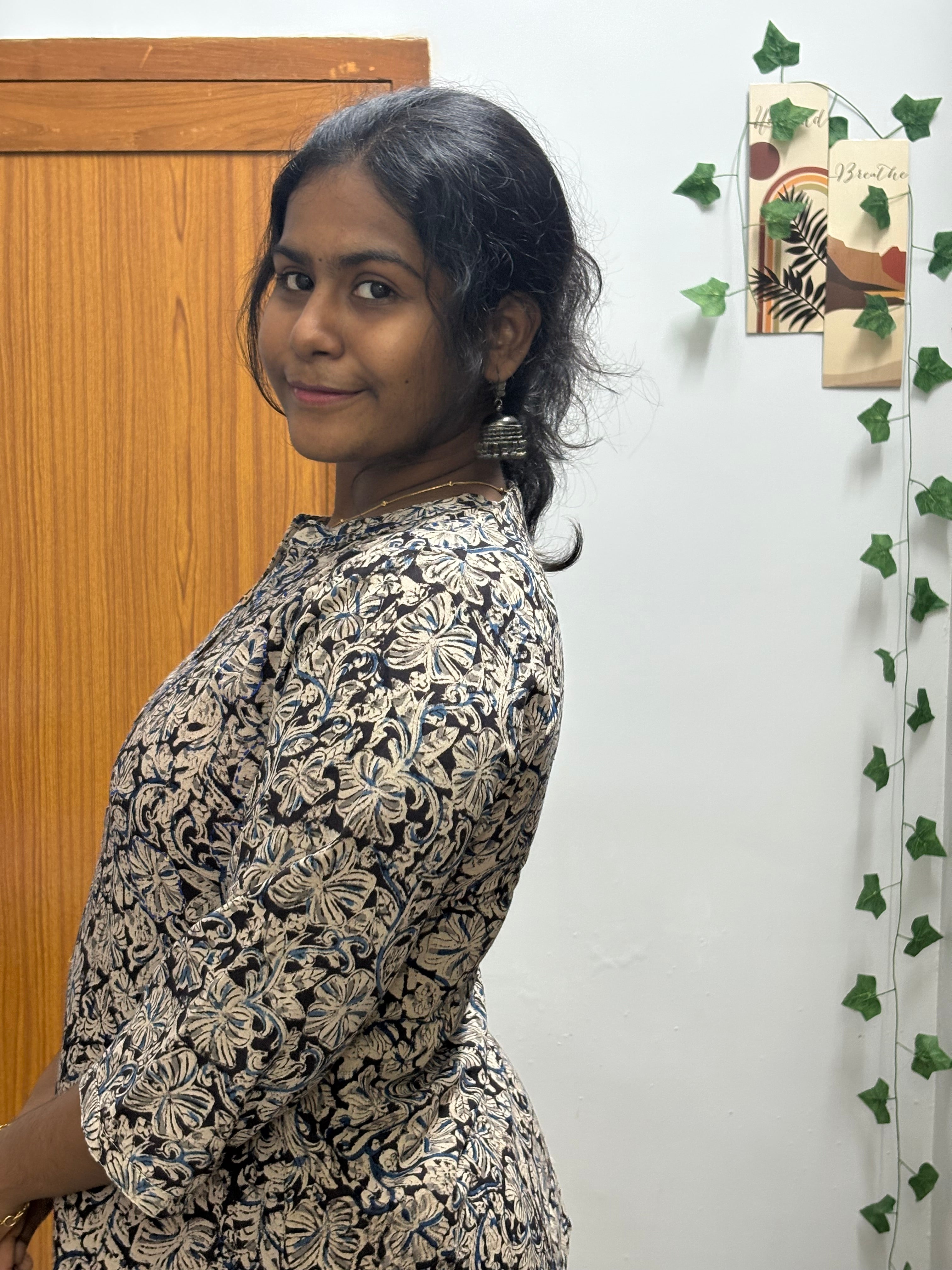 Black blue kalamkari short top