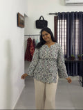 White pink Side Adjustable Kurti