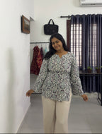 White pink Side Adjustable Kurti