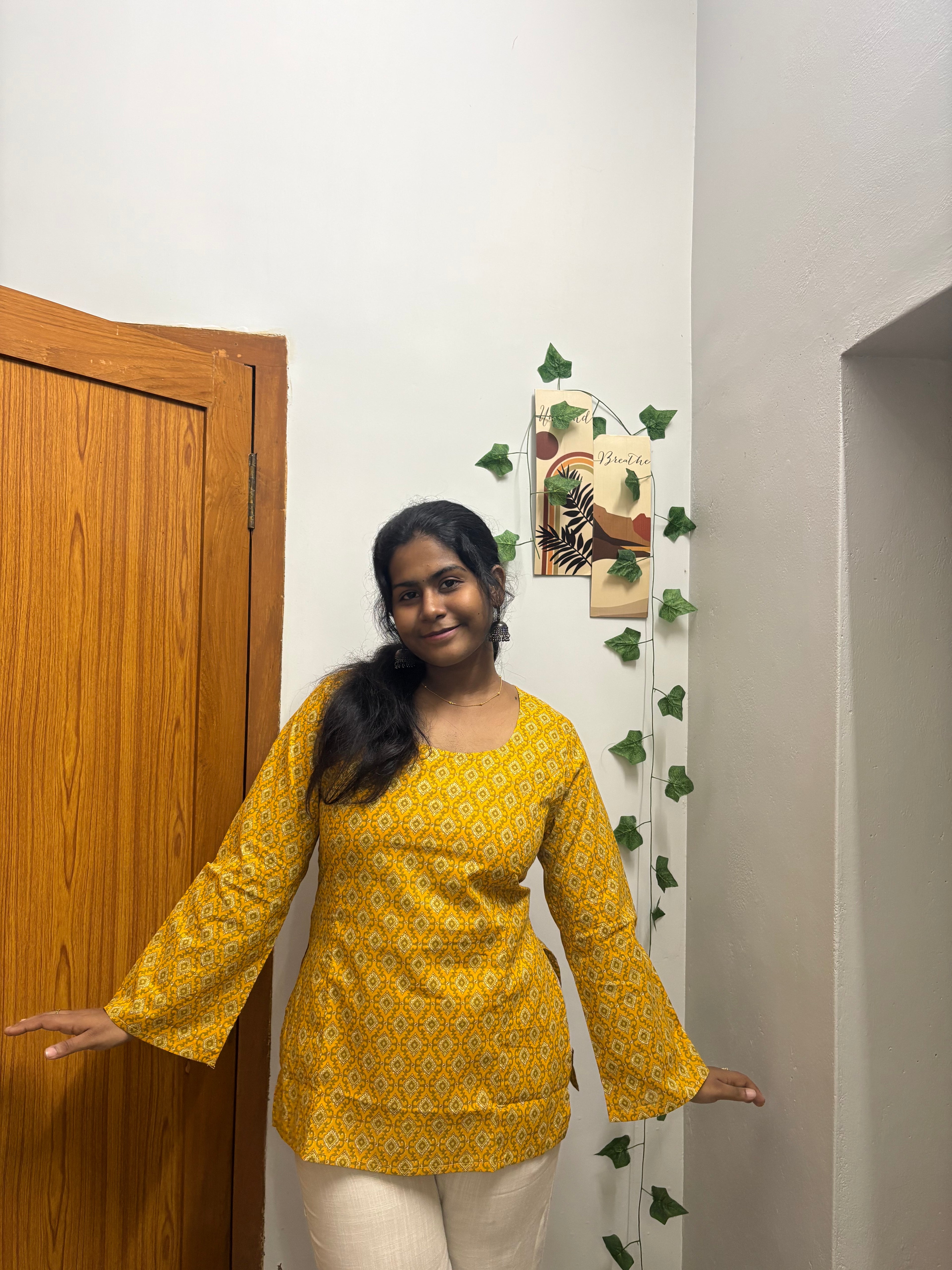Yellow Corset Back Kurti