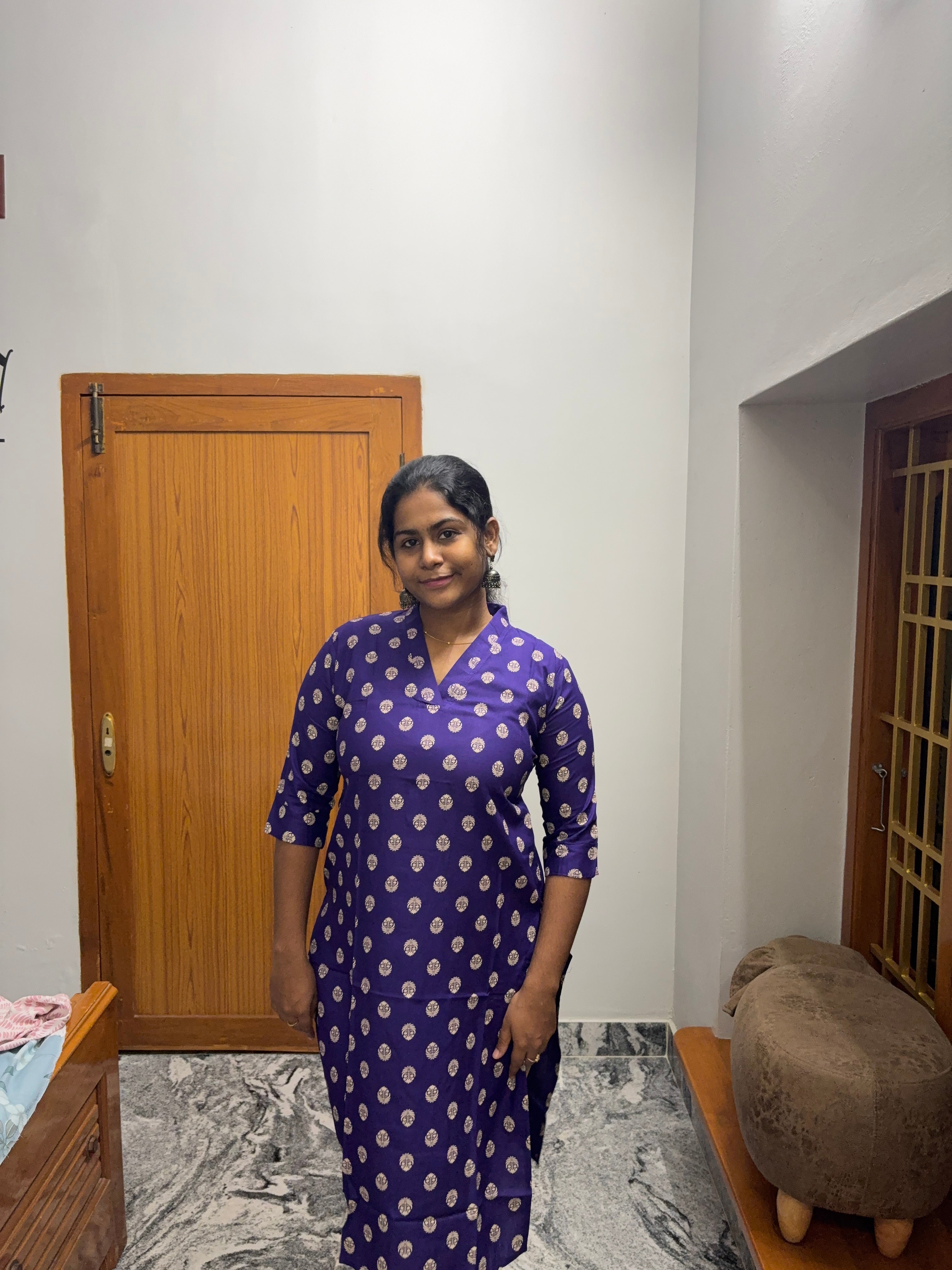 Violet Butta Knee Length Kurti