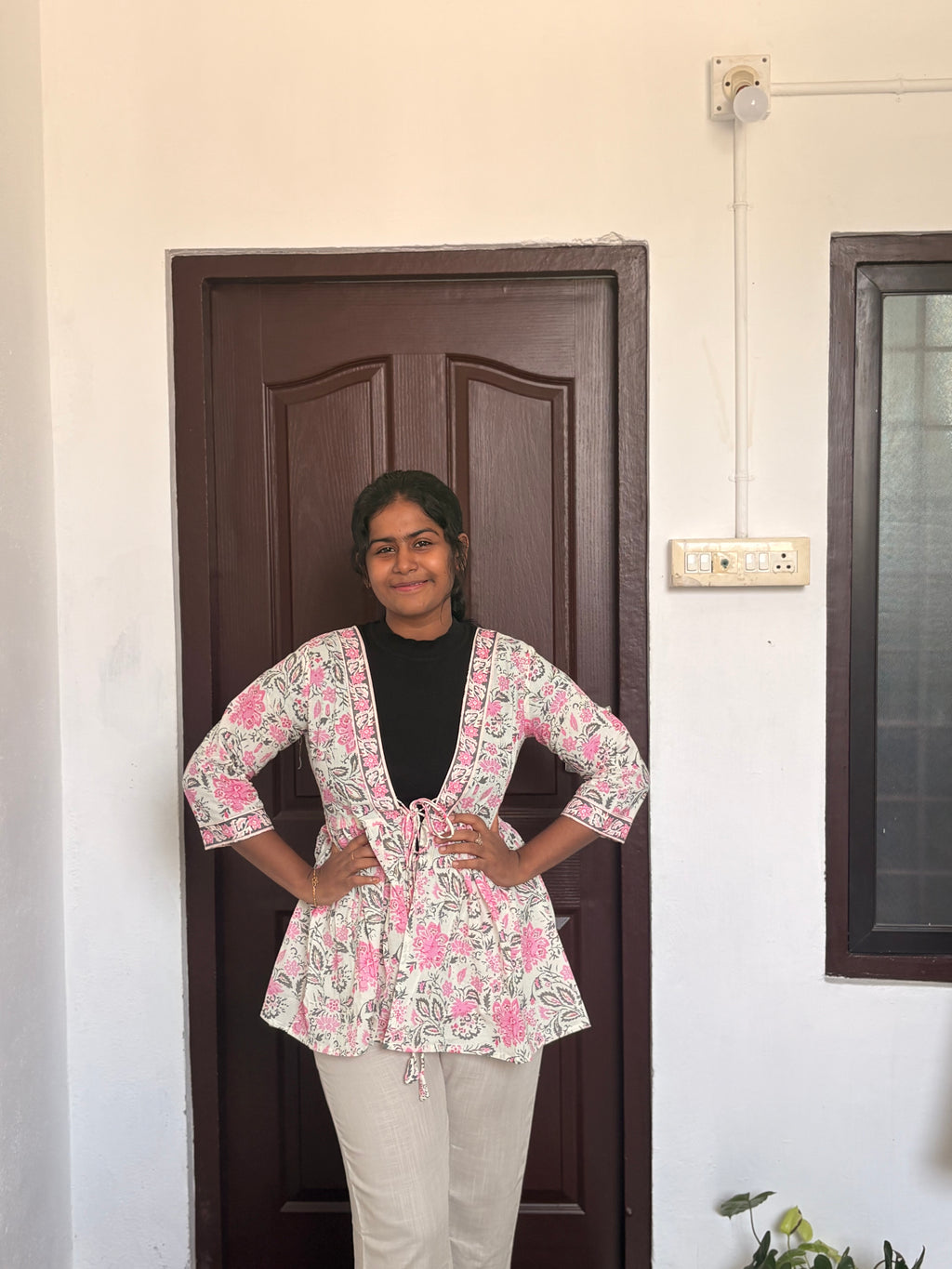 Pink floral Shrug Peplum Top