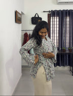 White pink Side Adjustable Kurti