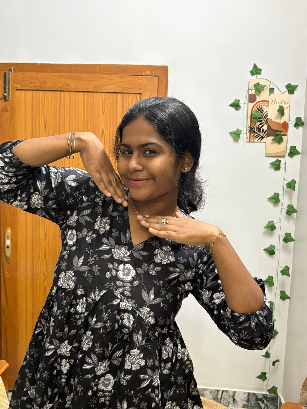 Black floral Peplum Top