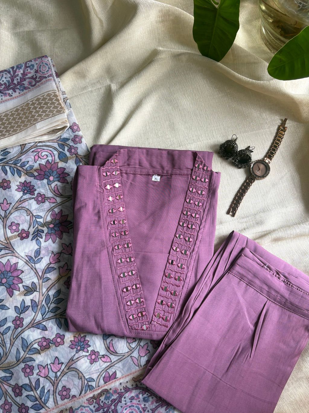 Muted lavender kurta set
