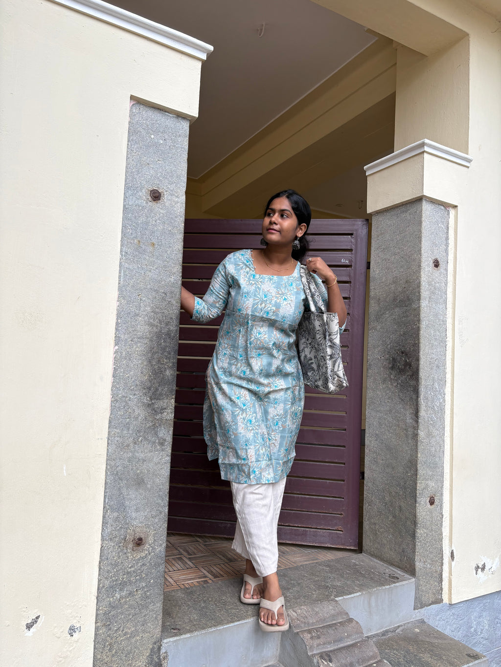 Ocean blue knee length kurti