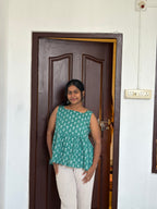 Green sleeveless Peplum Top