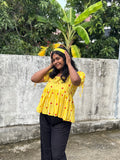Yellow heart Peplum Top with cute bow 🌻
