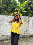 Yellow heart Peplum Top with cute bow 🌻