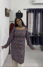 Blue ajrakh Halter neck Long kurti