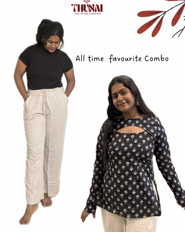 Convertible black Corset + linen Pants