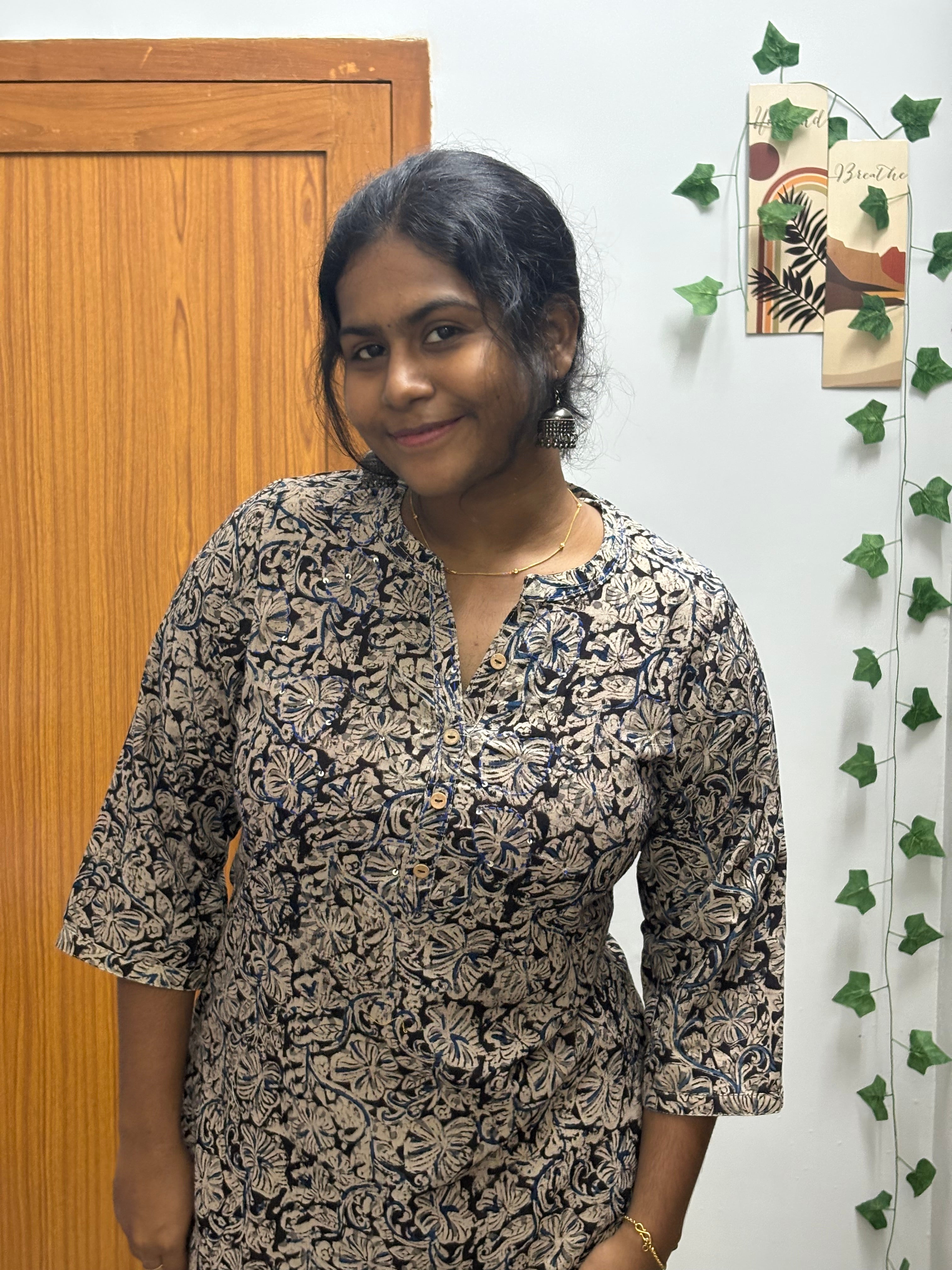 Black blue kalamkari short top