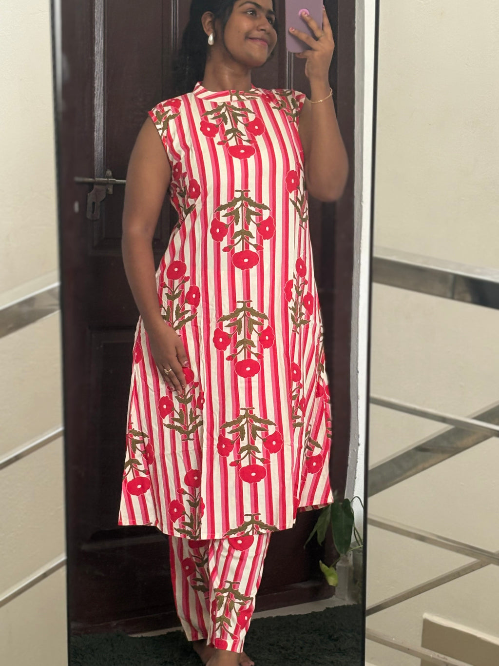 Pink stripe Sleeveless Co- Ord