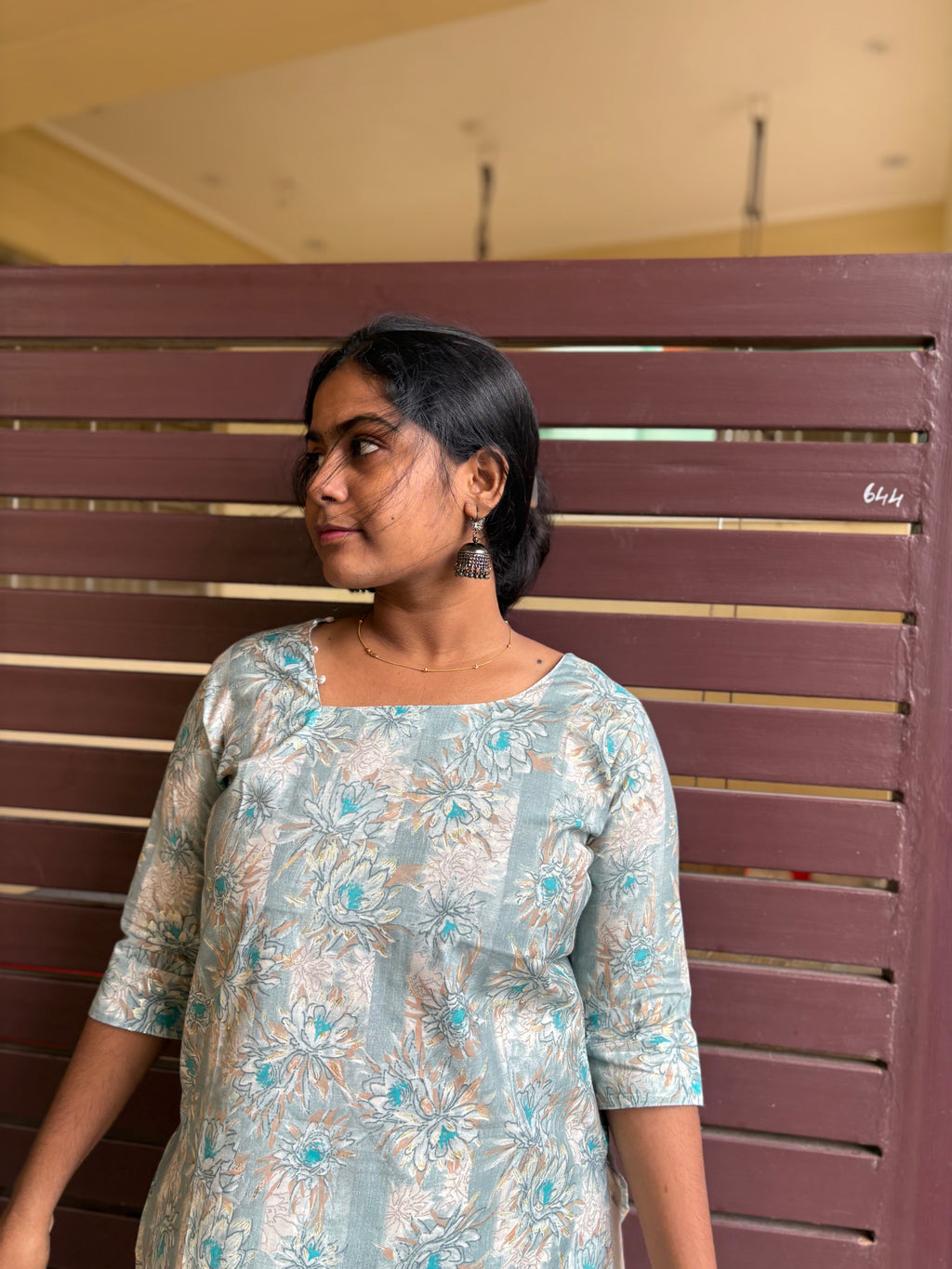 Ocean blue knee length kurti