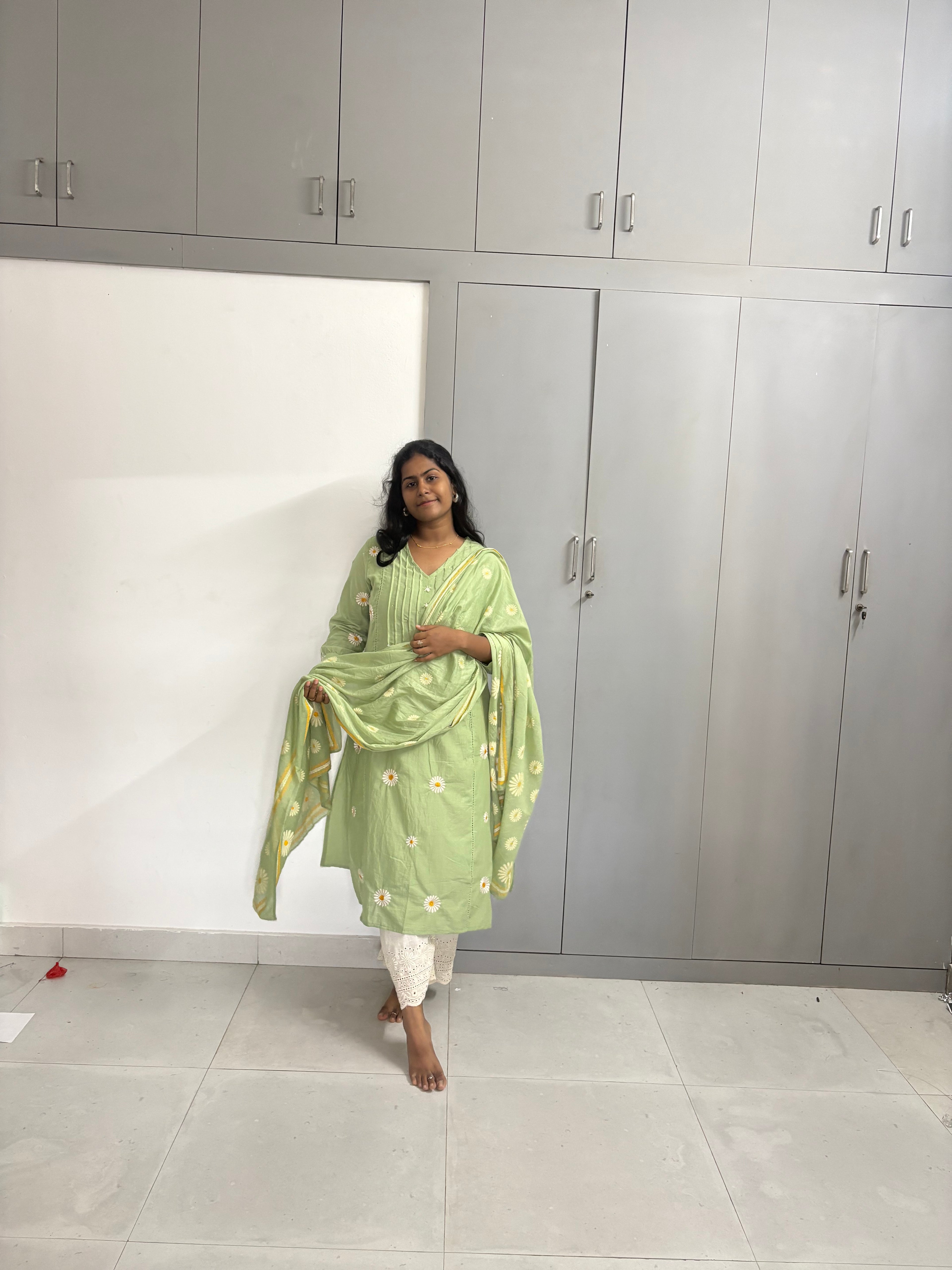 Light Green Cotton Suit Set