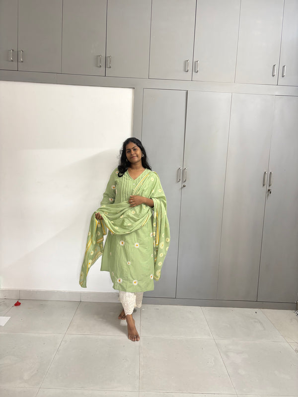 Light Green Cotton Suit Set