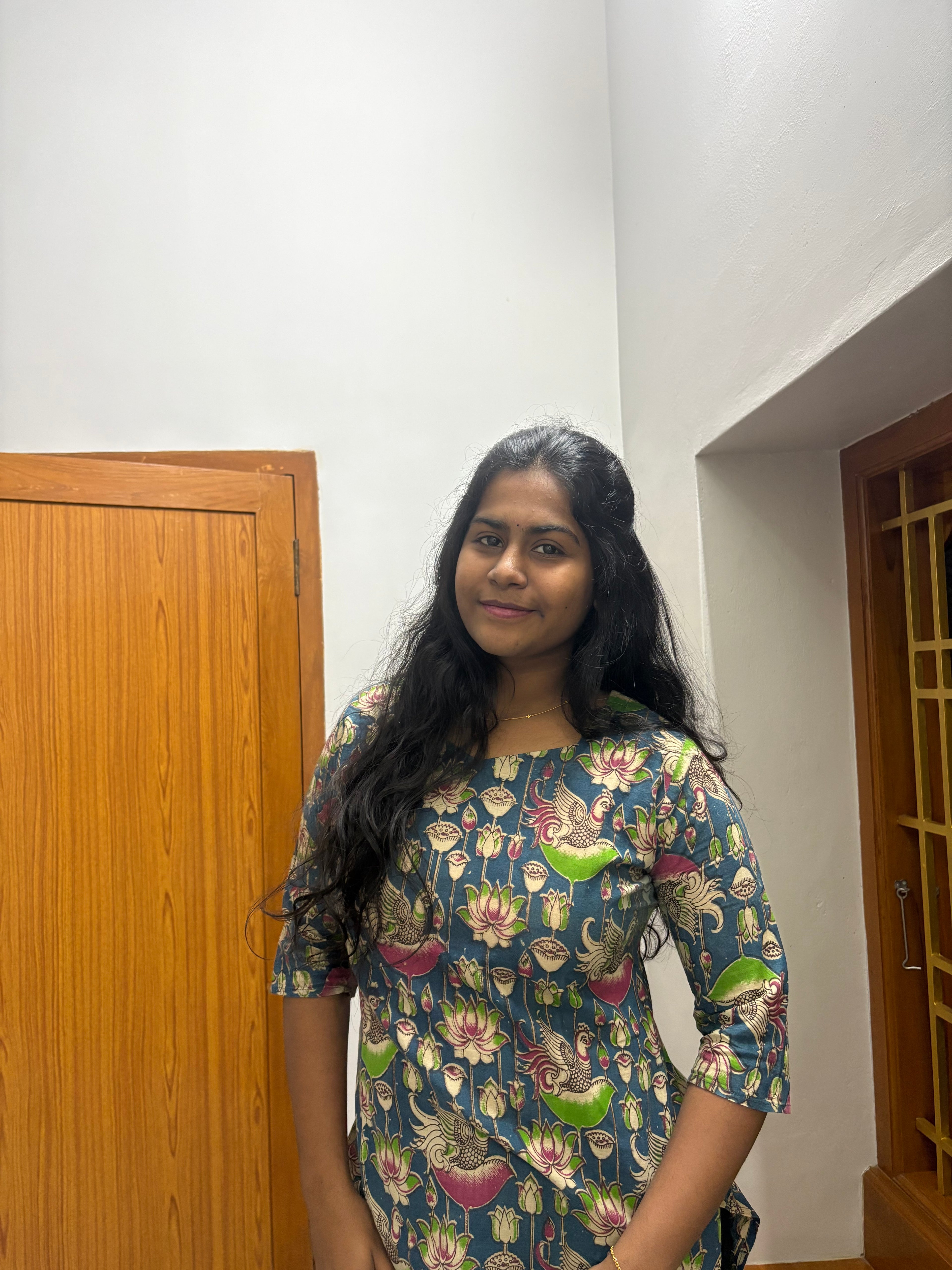 Blue kalamkari knee length kurti