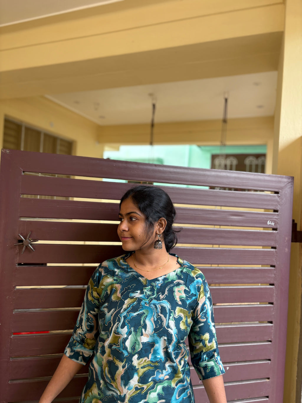 Marbel blue knee length kurti