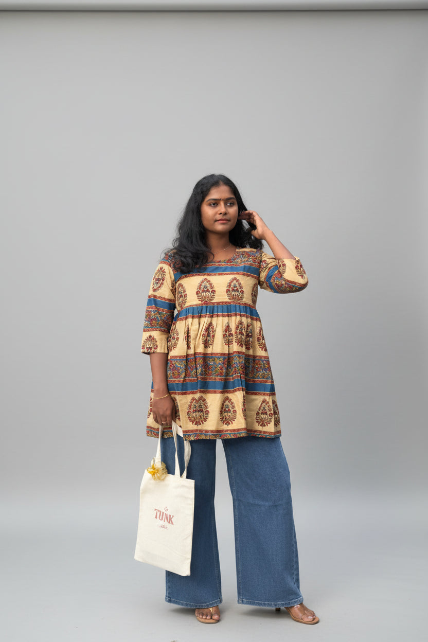 Sandal Kalamkari Peplum Top