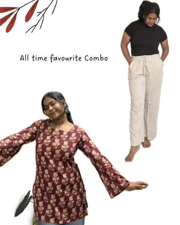 Brown corset back + Linen Pant