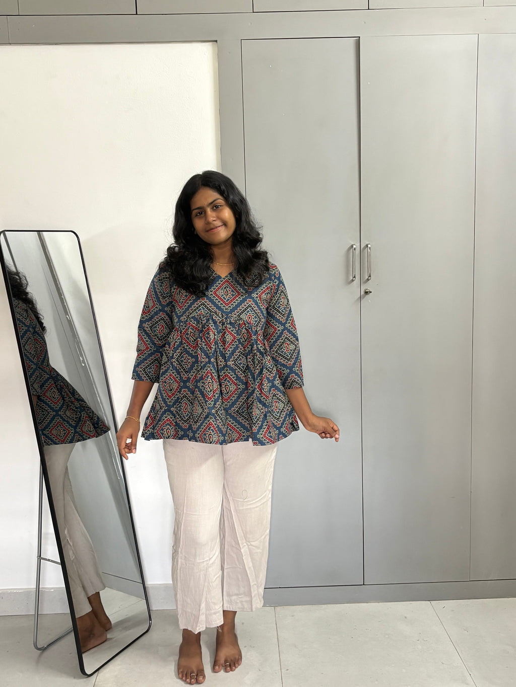 Blue Ajrakh Peplum