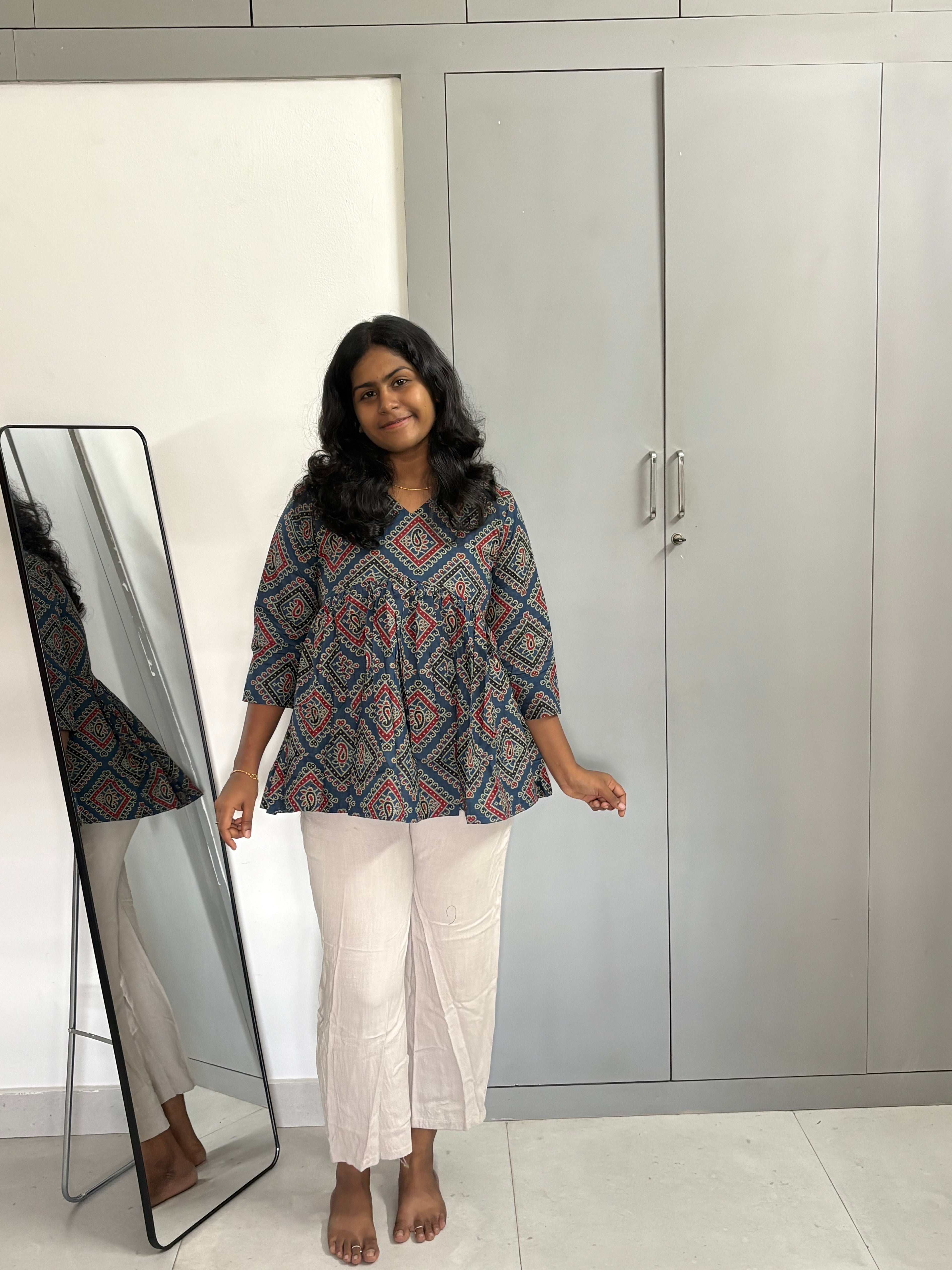 Blue Ajrakh Peplum
