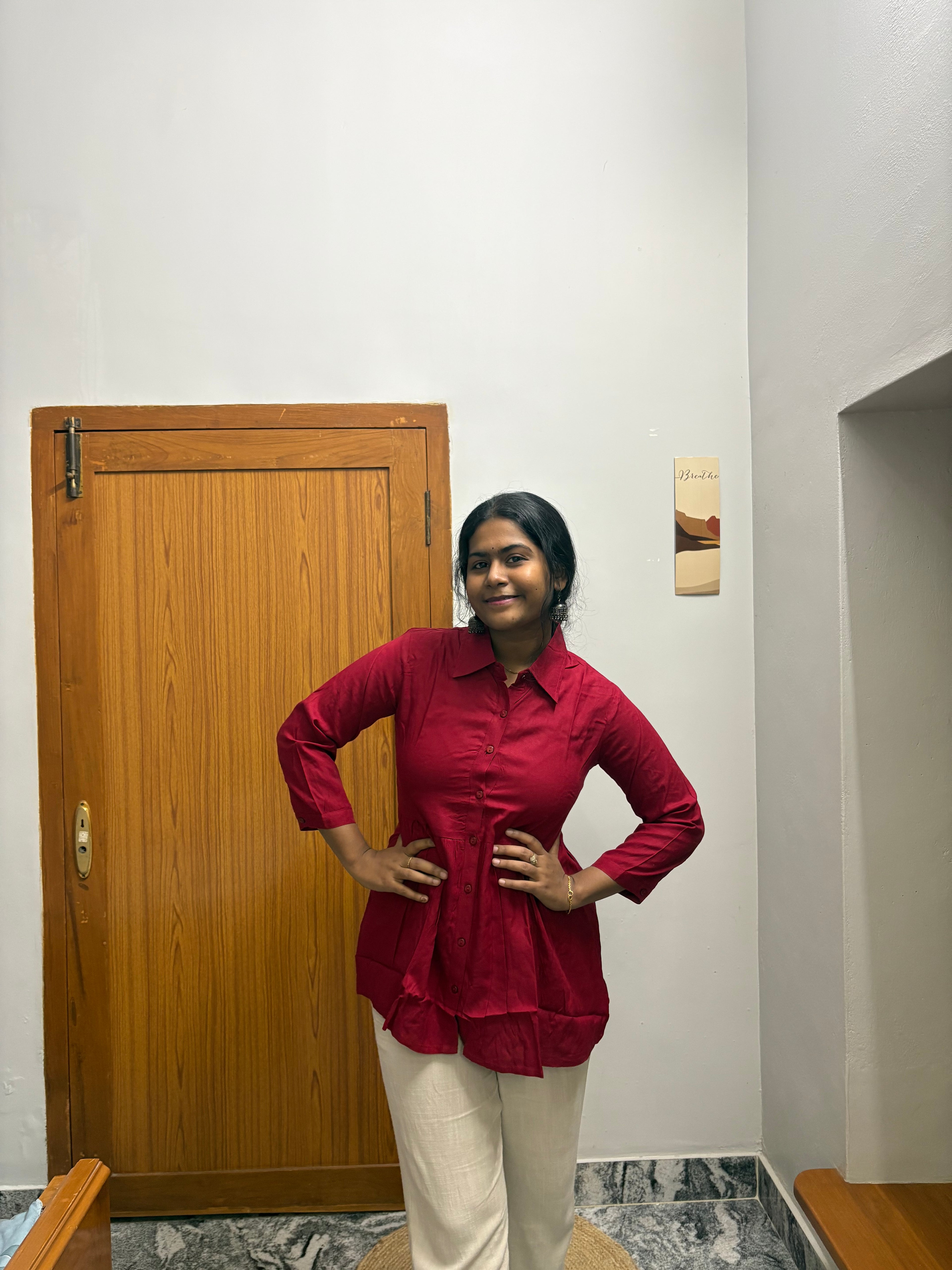 Red formal Peplum Top