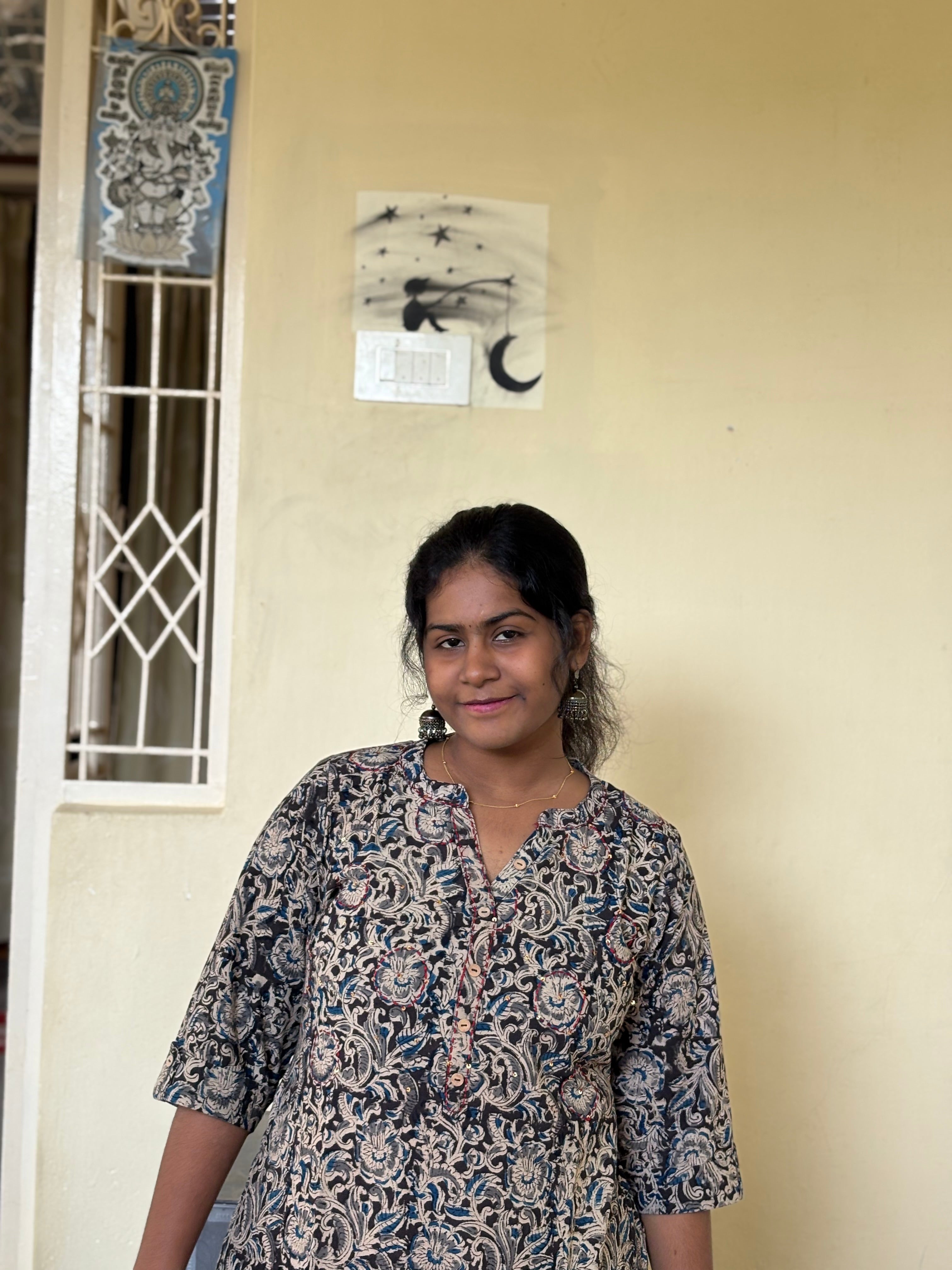 Black blue kalamkari knee length kurti