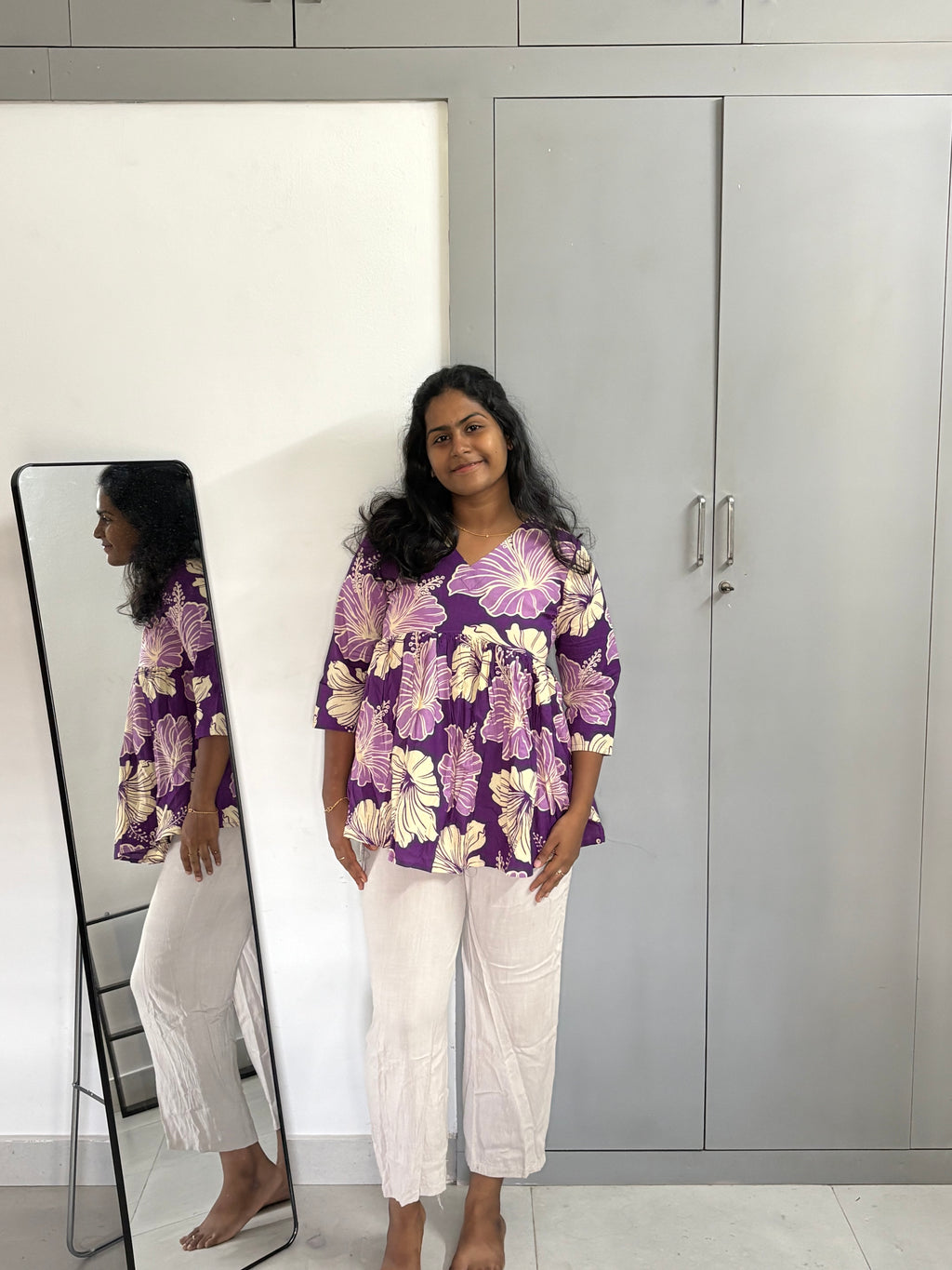 Purple floral Peplum