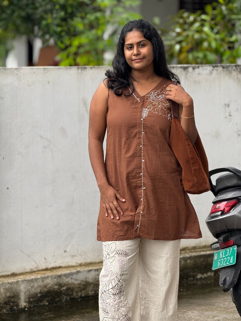 Brown Embroidery Co-Ord