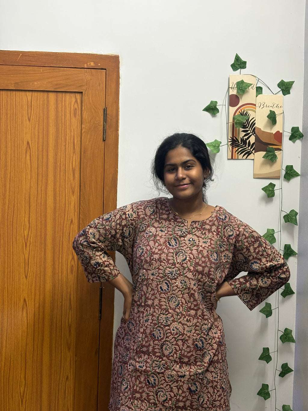 Brown green Plus size short kurti