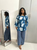 Blue Lace Corset back kurti