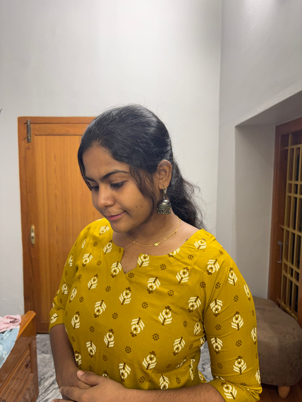 Mustard Knee Length Kurti