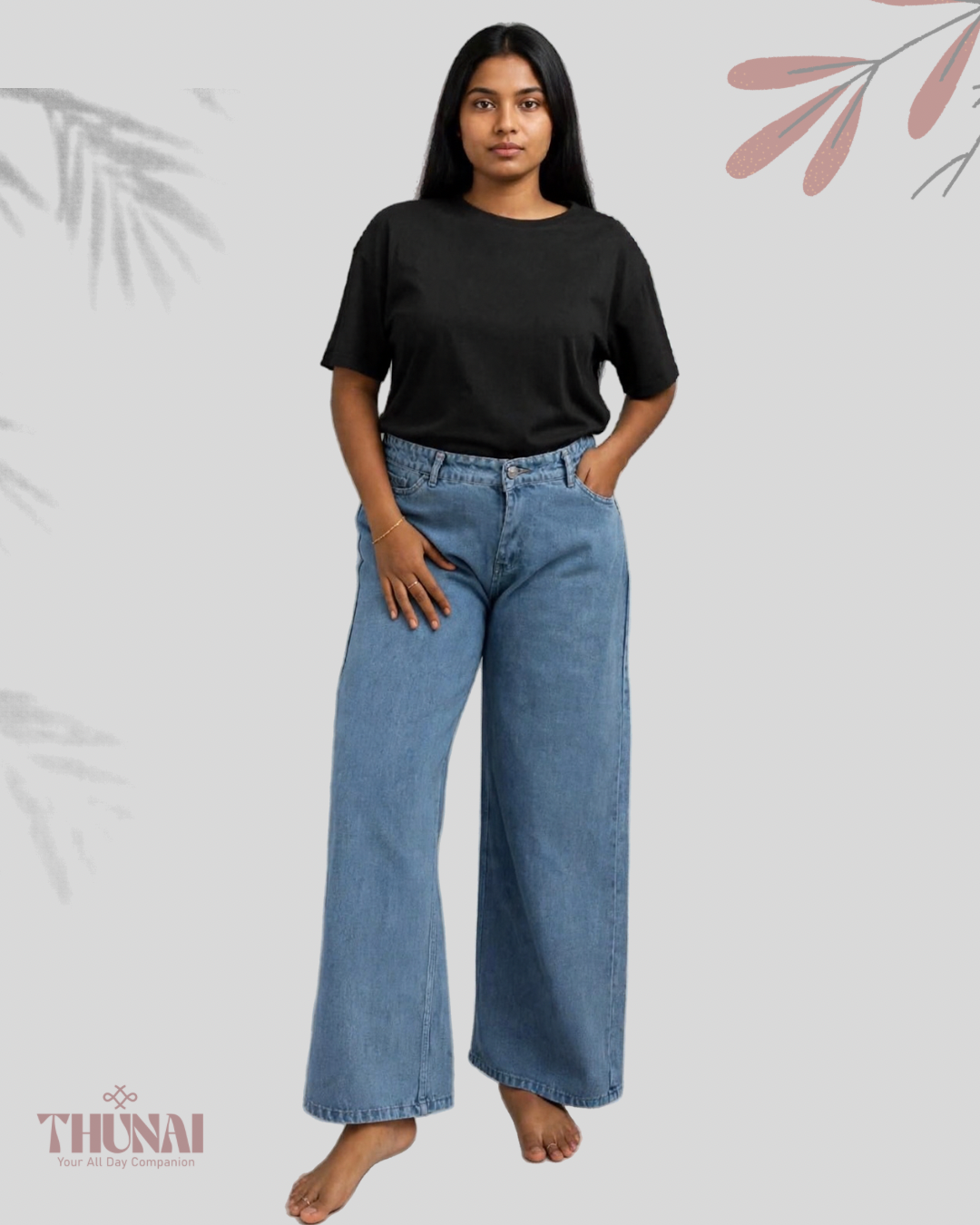 Wide leg Midrise Denim