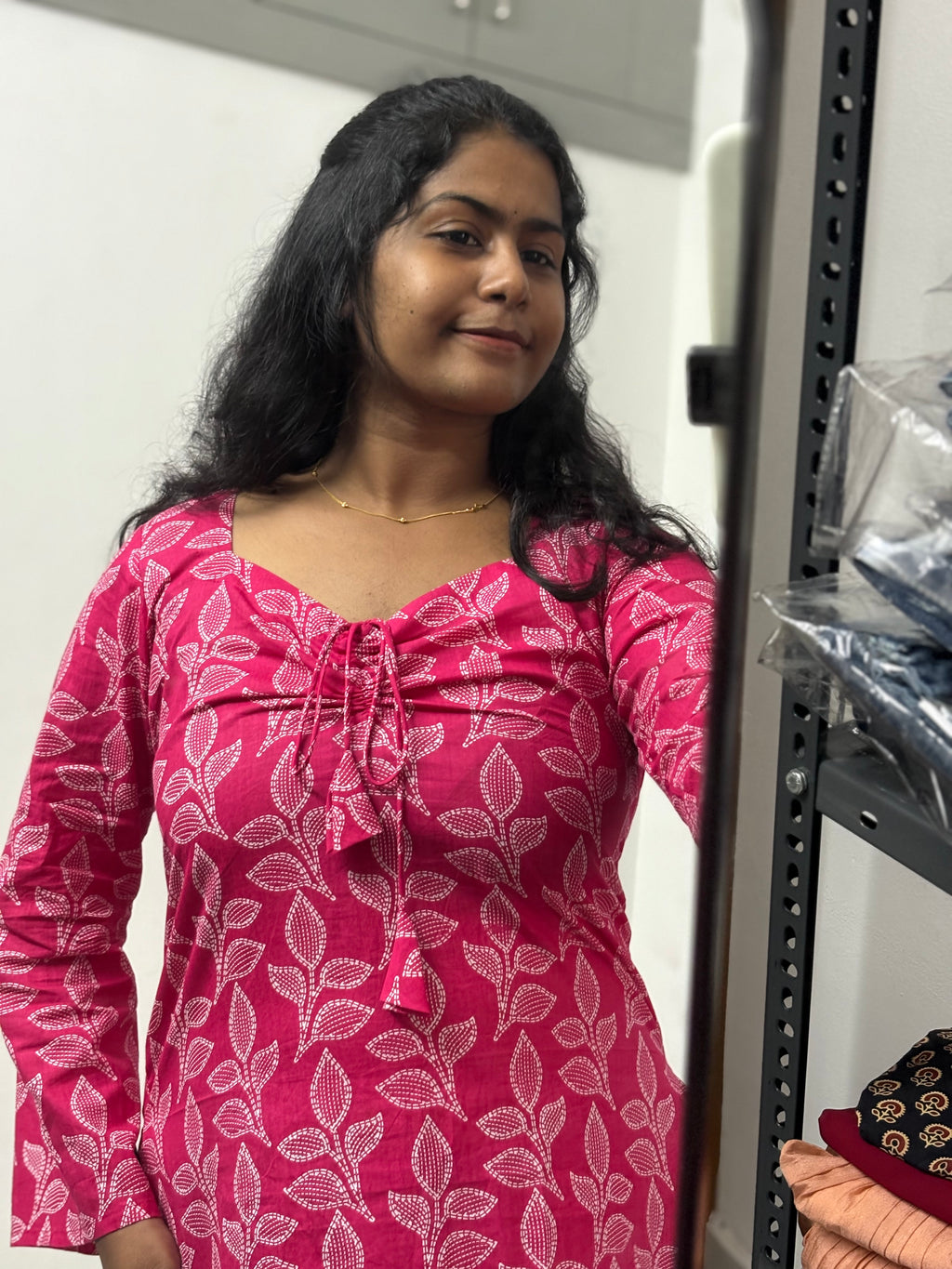 Pink front adjustable Corset back Kurti