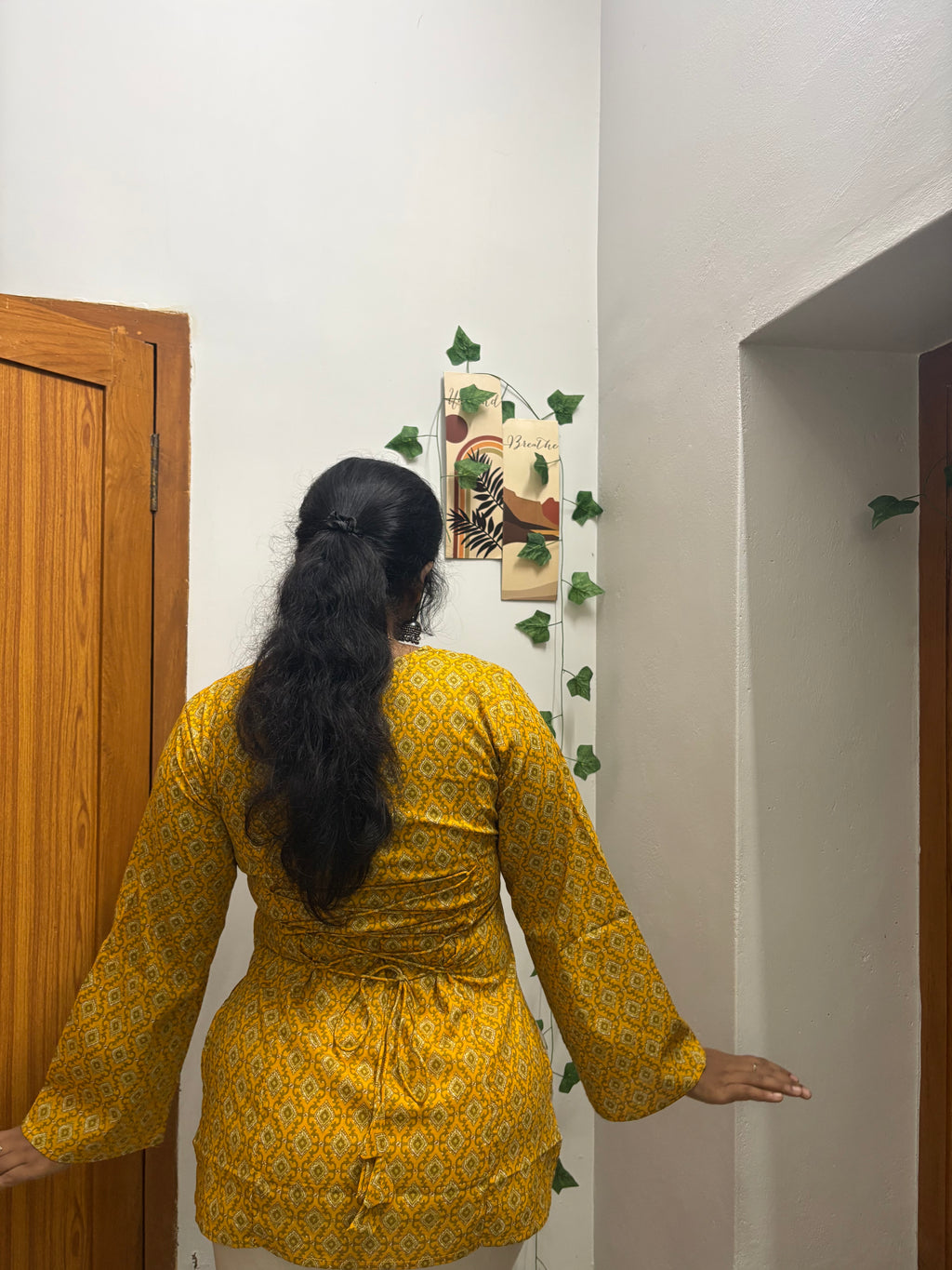 Yellow Corset Back Kurti
