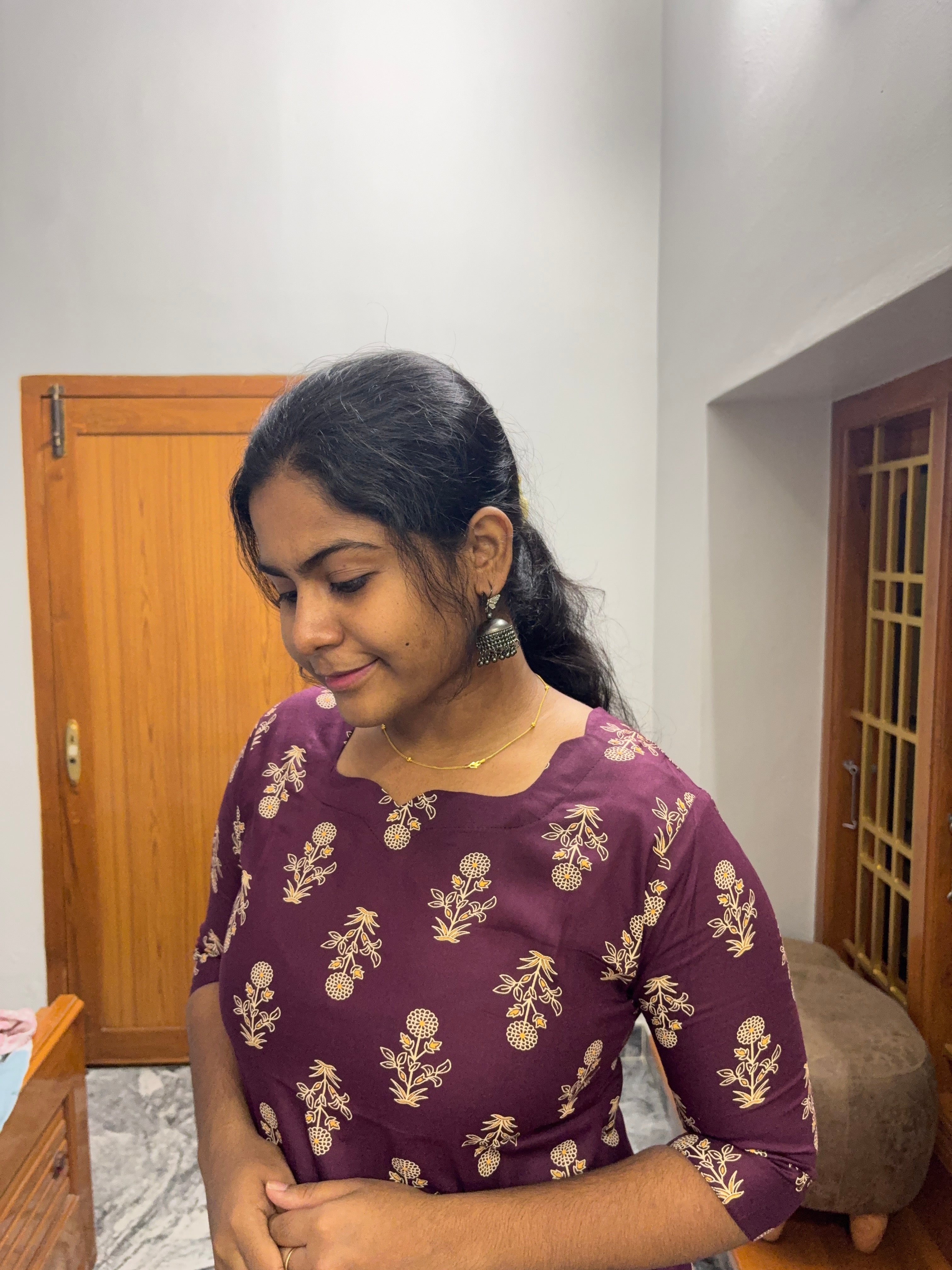 Wine Knee Length Kurti