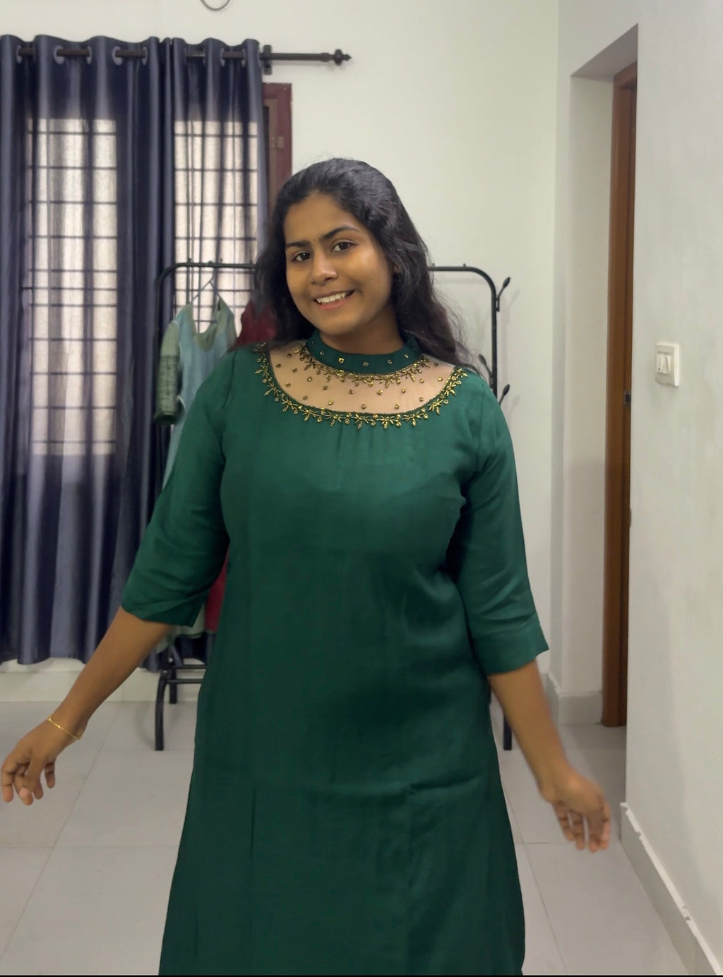 Green Neck Detailing Kurti