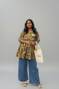 Green Kalamkari Peplum Top
