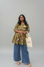 Green Kalamkari Peplum Top