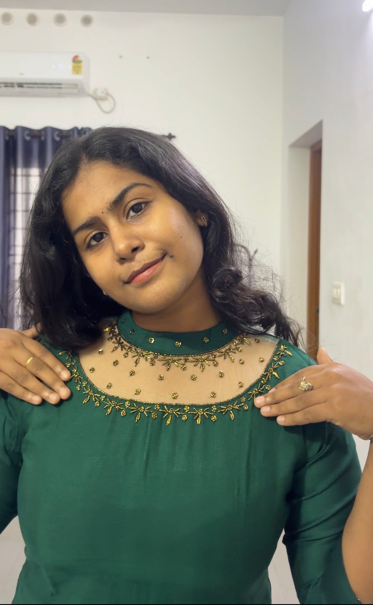Green Neck Detailing Kurti